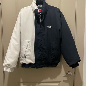 Vintage Fila Jacket, Large, White & Blue